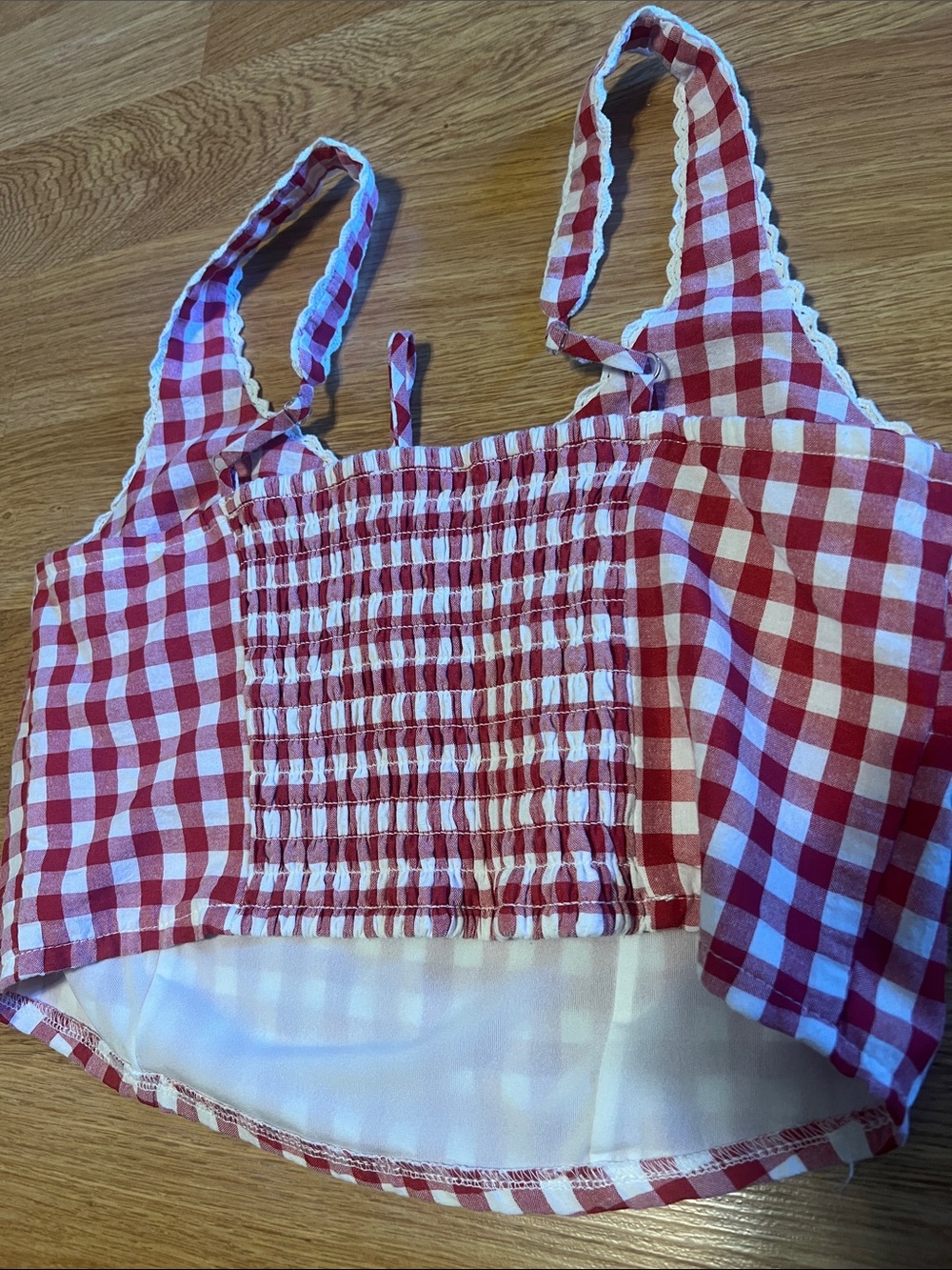 Moa Moa Red & White Gingham Tie-Front Crop Top - Picture 4 of 6